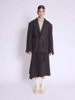 New Janka Trapeze Belted Midi Skirt In Skirts