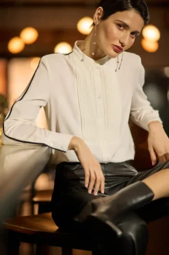 Hot Josephine Tux Blouse In White Blouses