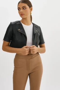 Clearance Kirsi Cropped Biker Jacket In All Outerwear