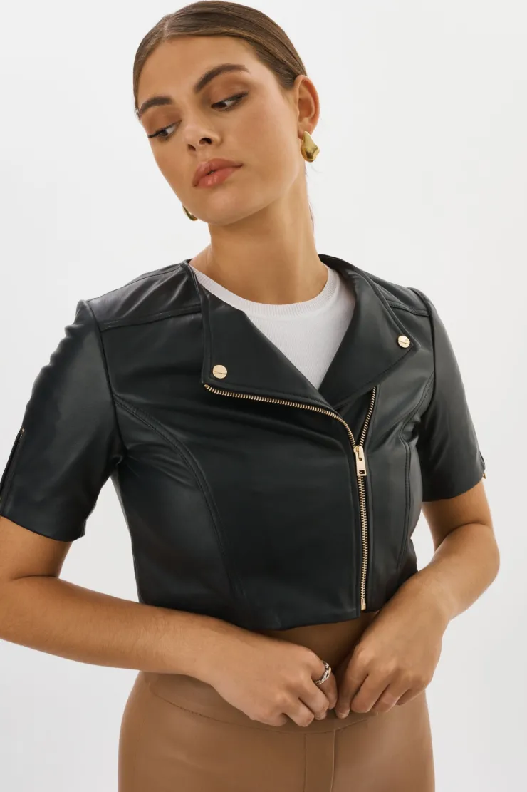 Clearance Kirsi Cropped Biker Jacket In All Outerwear