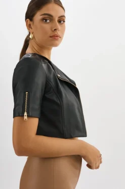 Clearance Kirsi Cropped Biker Jacket In All Outerwear