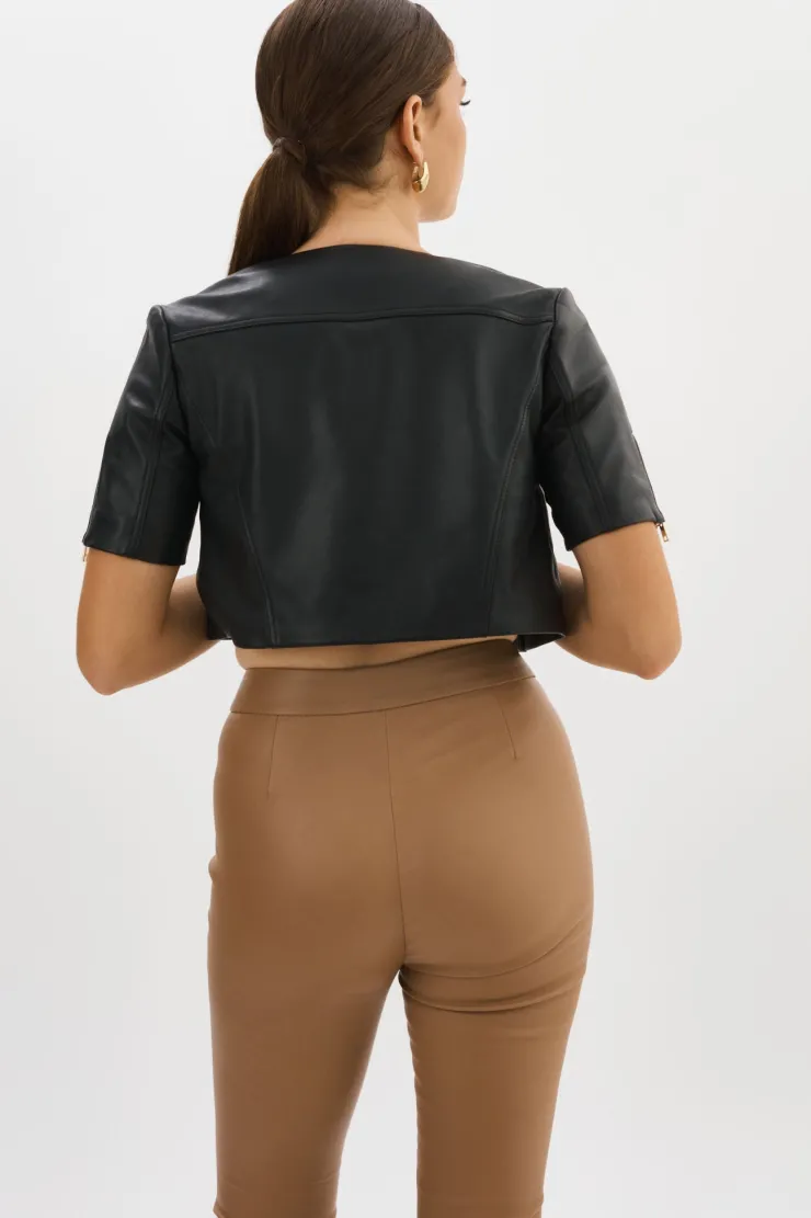 Clearance Kirsi Cropped Biker Jacket In All Outerwear