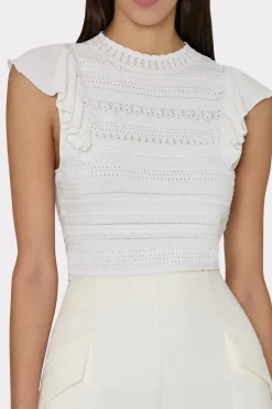 Clearance Knit Pointelle Flutter Sleeve Top In *FINAL SALE* Blouses|Sweaters