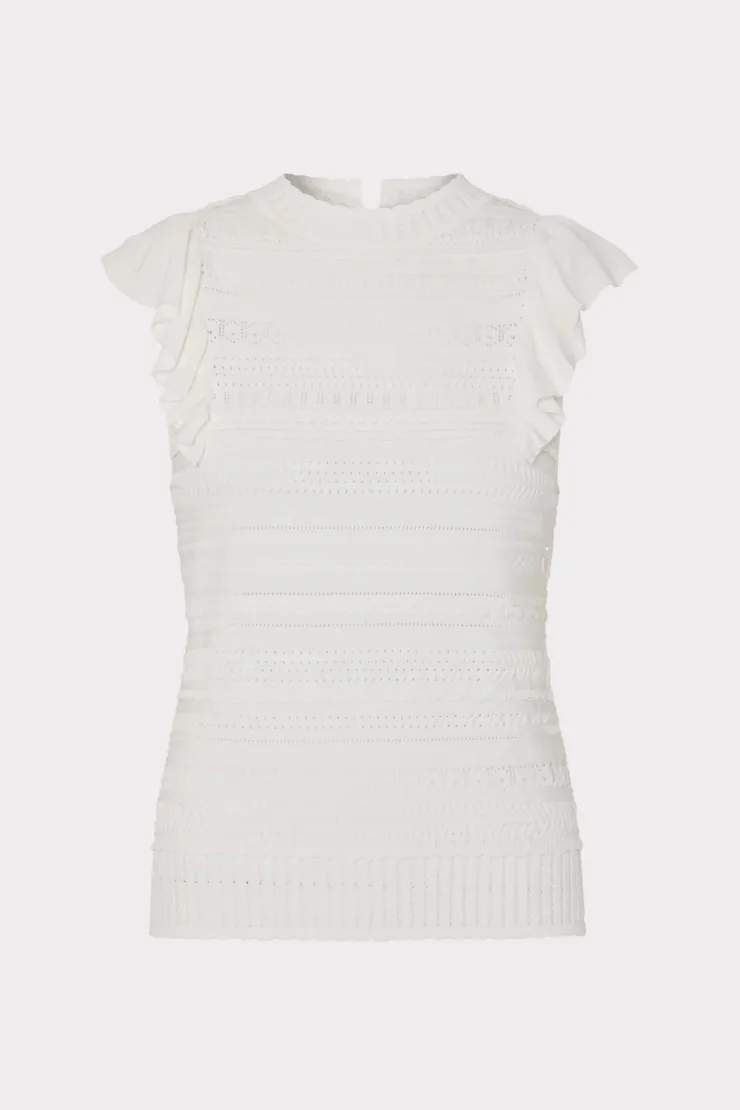 Clearance Knit Pointelle Flutter Sleeve Top In *FINAL SALE* Blouses|Sweaters