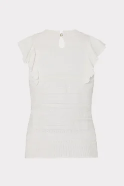 Clearance Knit Pointelle Flutter Sleeve Top In *FINAL SALE* Blouses|Sweaters