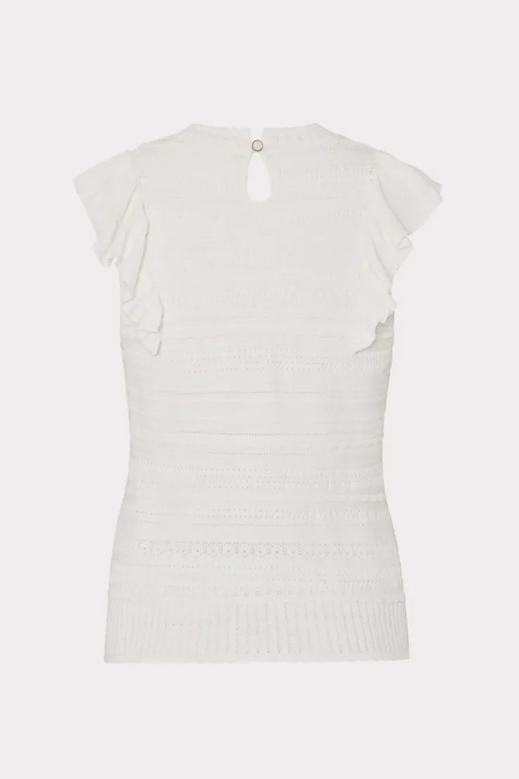 Clearance Knit Pointelle Flutter Sleeve Top In *FINAL SALE* Blouses|Sweaters