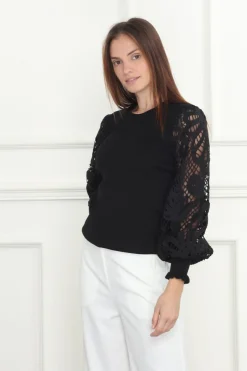 Fashion Lace Balloon Sleeves Sweater In Sweaters|Shop All Matching Sets