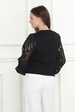 Fashion Lace Balloon Sleeves Sweater In Sweaters|Shop All Matching Sets