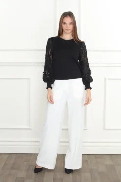 Fashion Lace Balloon Sleeves Sweater In Sweaters|Shop All Matching Sets