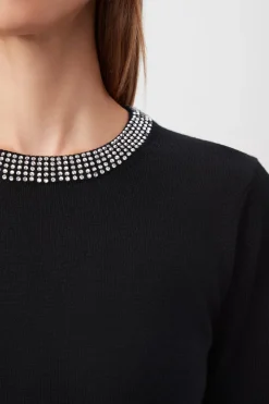 Fashion Laelia Rhinestone Trim Sweater In Sweaters