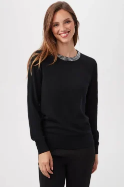 Fashion Laelia Rhinestone Trim Sweater In Sweaters
