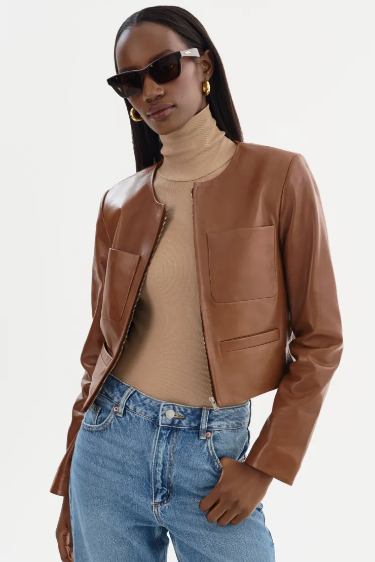 Outlet Linette Leather Jacket In All Outerwear