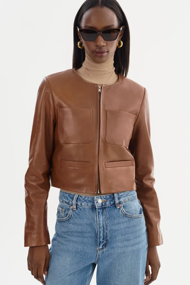 Outlet Linette Leather Jacket In All Outerwear