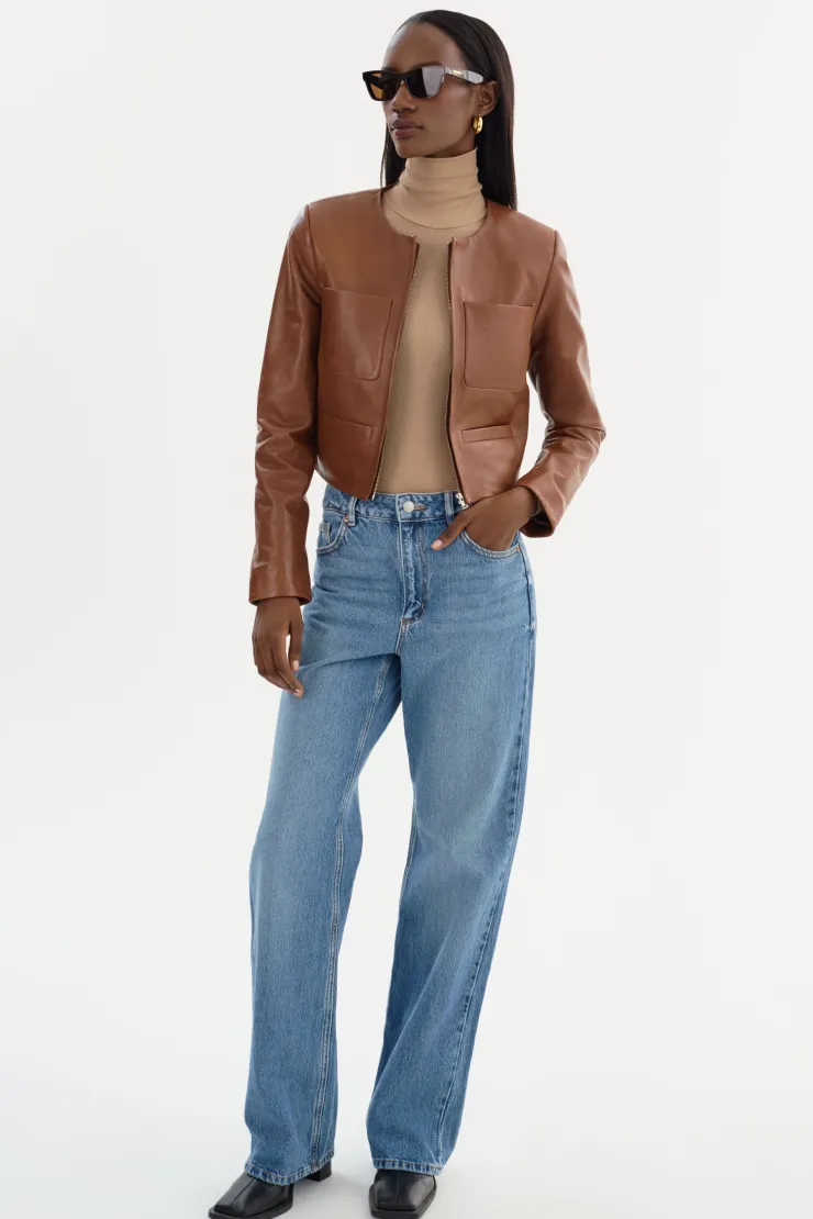 Outlet Linette Leather Jacket In All Outerwear