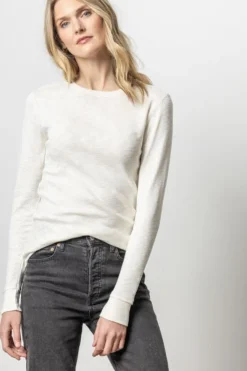 Sale Long Sleeve Raw Edge Crew In Basics And Tees