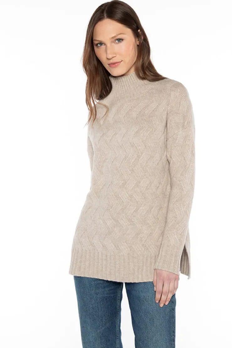 Sale Luxe Cable Funnel Neck Sweater In Sweaters