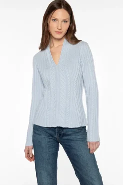 Fashion Luxe Cable Vee Sweater In Sweaters