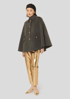 Hot Majorelle Double-faced Cape Coat In Charcoal All Outerwear