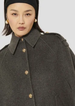 Hot Majorelle Double-faced Cape Coat In Charcoal All Outerwear