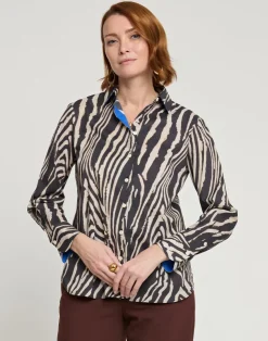 New Margot Long Sleeve Zebra Print Shirt In *FINAL SALE* Blouses