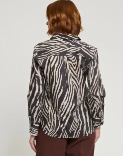 New Margot Long Sleeve Zebra Print Shirt In *FINAL SALE* Blouses