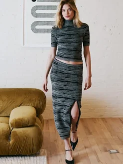 Best Marled Broken Stitch Pencil Skirt In Sweaters|Skirts