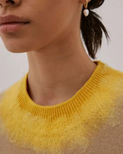 Discount Marlene Two-Tone Pullover With Handmade Needling In Yellow Sweaters