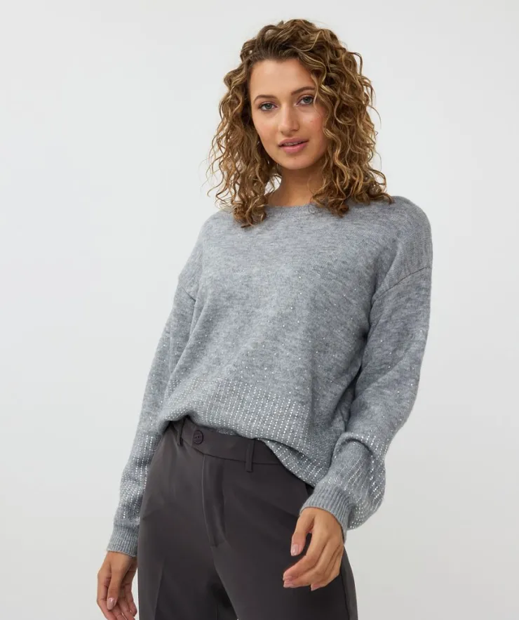 Fashion Melange Strass Stone Sweater In Sweaters