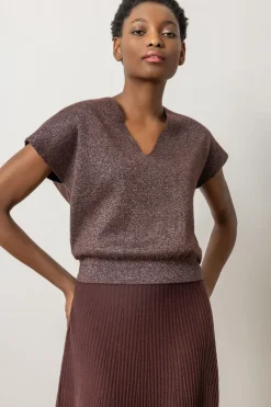 Discount Metallic V-Neck Sweater In Sweaters|Shop All Matching Sets