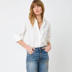 Clearance Mia Ruffle Front Shirt In Blouses