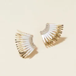 New Mini Madeline Earrings In White/Gold Earrings