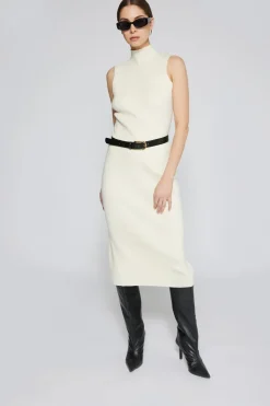 Hot Naomi Modal Ribbed Dress In Ivory Sweaters