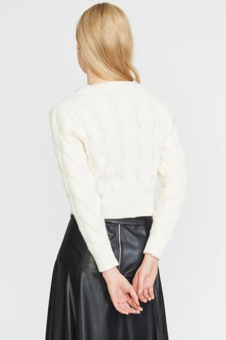 Outlet Pearl Trim Cable Knit Cardigan In Sweaters