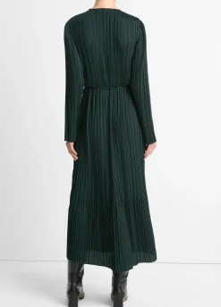 New Pleated Satin Long Sleeve Dress In Special Occasion Dresses