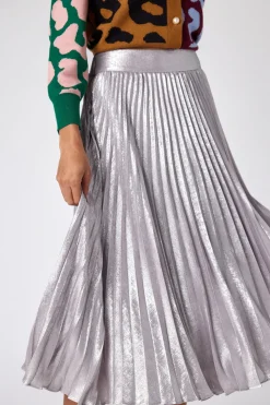 New Pleated Tinsel Midi Skirt In Skirts