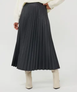 Discount Plisse Vegan Leather Midi Skirt In Skirts