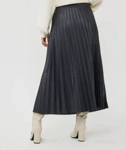 Discount Plisse Vegan Leather Midi Skirt In Skirts
