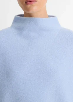 Online Plush Cashmere Funnel Neck Sweater In Blue Sweaters