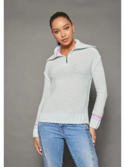 Hot Powder Posh Half-Zip Sweater In Barely Sweaters