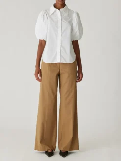 Discount Puff Sleeve Button Down Shirt In Blouses