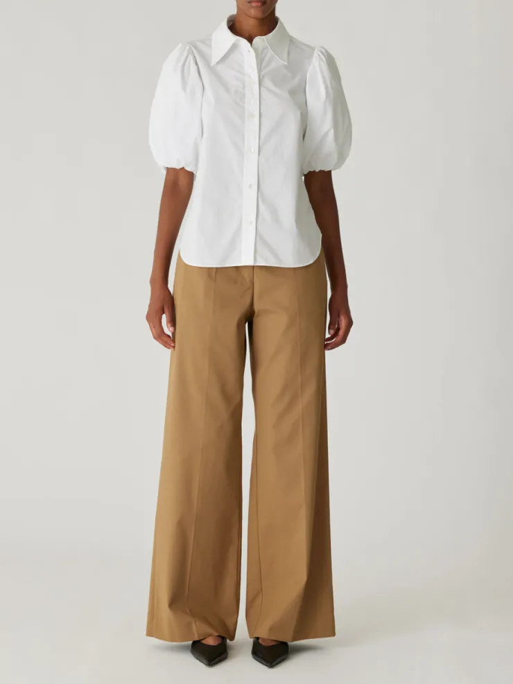 Discount Puff Sleeve Button Down Shirt In Blouses