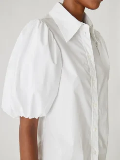 Discount Puff Sleeve Button Down Shirt In Blouses