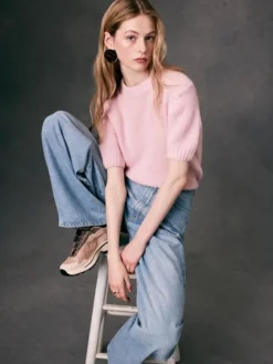 Hot Puff Sleeve Crew Sweater In Sweaters