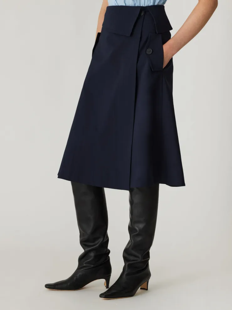 Online Refined Sateen Foldover Wrap Skirt In Skirts