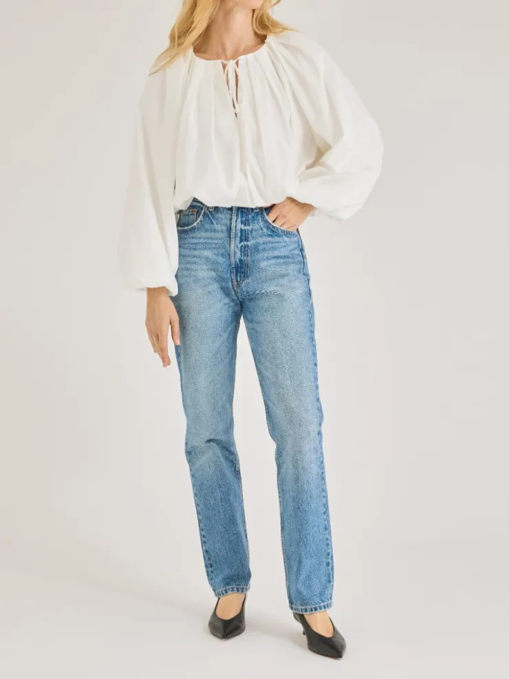 Discount Rhodes Poplin Bubble Hem Top In Blouses