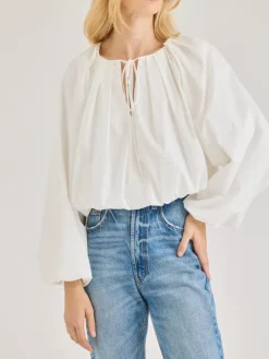 Discount Rhodes Poplin Bubble Hem Top In Blouses