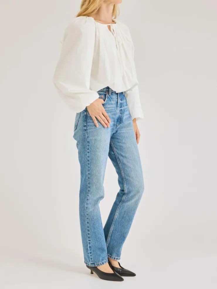 Discount Rhodes Poplin Bubble Hem Top In Blouses