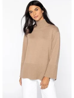 New Rib Trim Funnel Neck Sweater In Sweaters