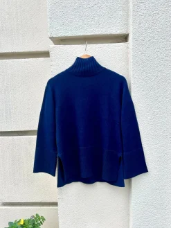 Clearance Rib Trim Funnel Neck Sweater In Sweaters