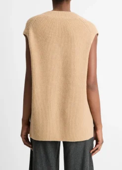 Hot Ribbed Wool-Cashmere V-Neck Sweater Vest In Sweaters|All Outerwear